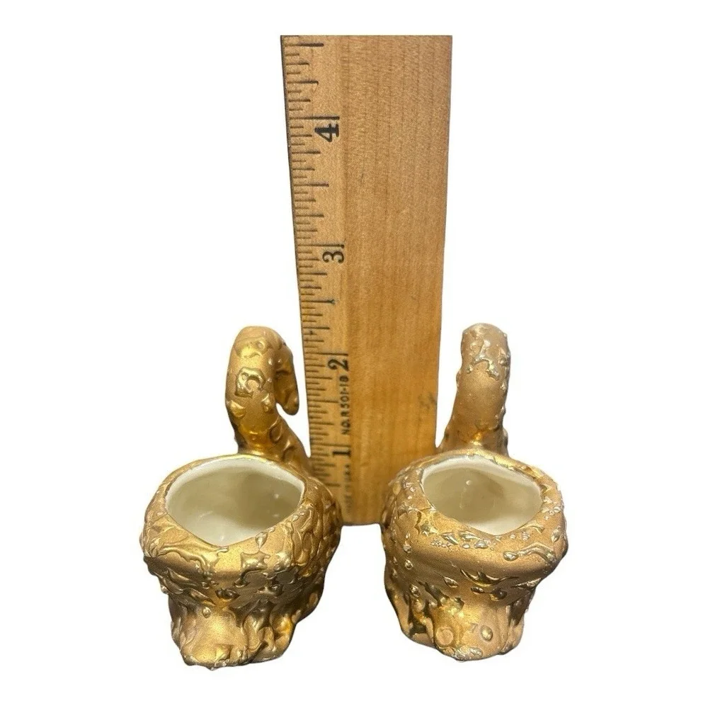 Vintage Swan Weeping Bright Gold 22k USA‎ Made Set of 3 Hand Decorated